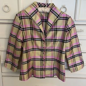 Marisa Baratelli silk plaid top size 6.